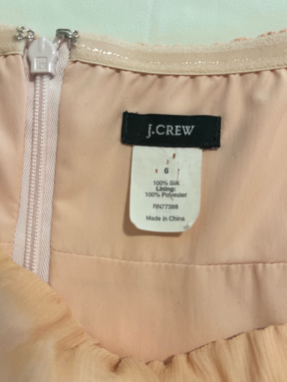 J. Crew 100% Silk Dress Peach Strapless Lined Size 6 - Picture 13 of 14